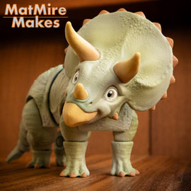Triceratops - Articulated - Fidget Toy - Flexible - MatMire Makes