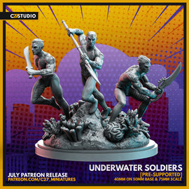 C27 Underwater Soldiers - Marvel Crisis Protocol Proxy - 3D Printed Miniature