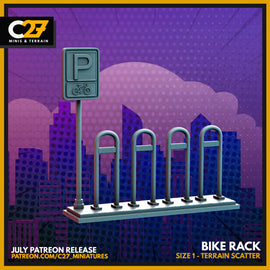 C27 Bike Rack and Sign - Marvel Crisis Protocol - 3D Printed Miniature