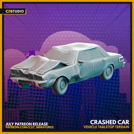 C27 Crashed Car Size 2 - Marvel Crisis Protocol - 3D Printed Miniature