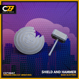 Basing Broken Shield and Hammer - Marvel Crisis Protocol - 3D Printed Miniature