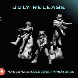 Commander Cody Clone Trooper x3 - Star Wars Legion Compatible - Blue Wolf Miniatures
