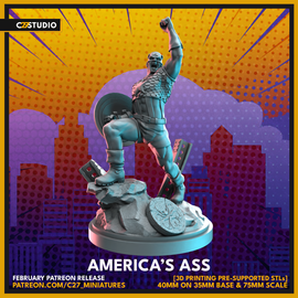 C27 America's Ass - Marvel Crisis Protocol Proxy - 3D Printed Miniature